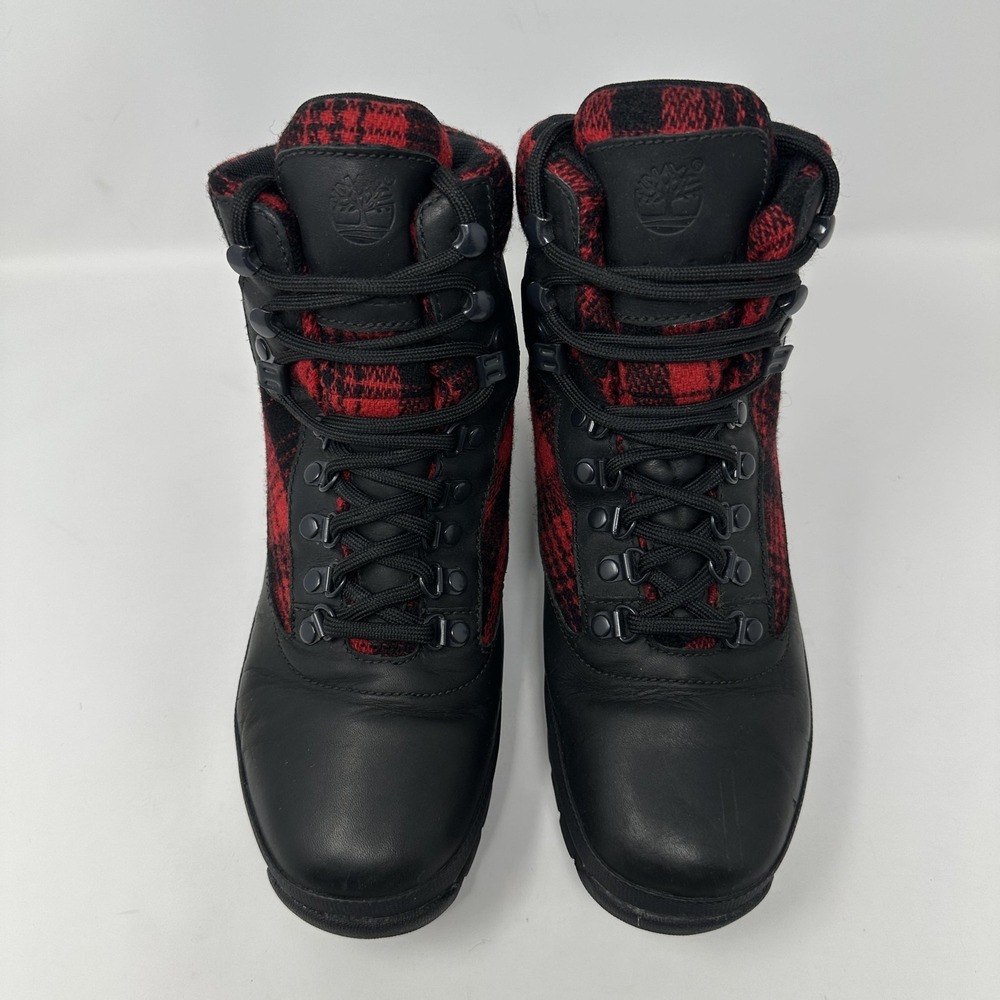 Timberland Woolrich Wool Buffalo Plaid Euro Hiker Boots Mens Size 9 Leather View 5